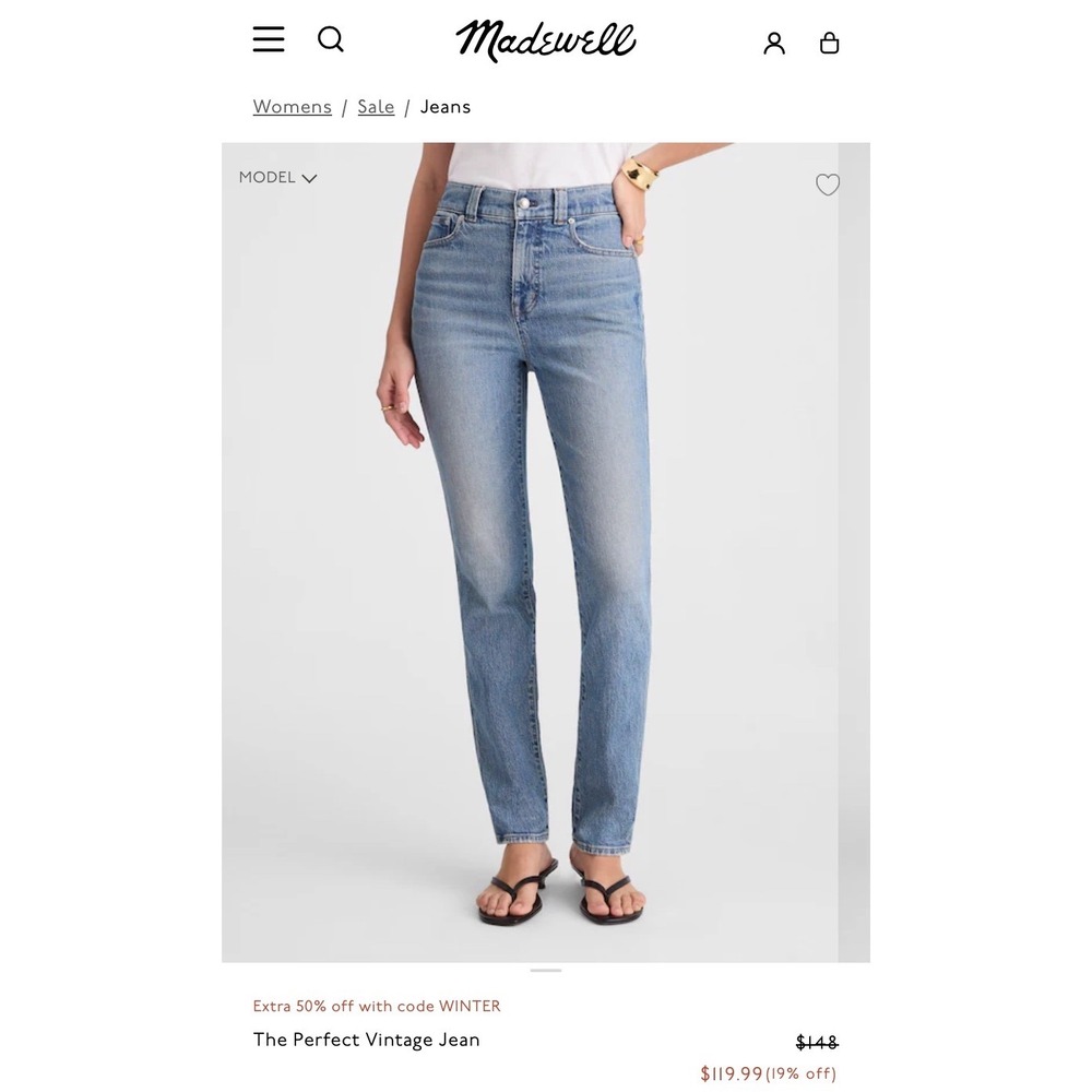 Madewell‎ The Perfect Vintage Jean Light Wash Straight Leg Denim Size 32T